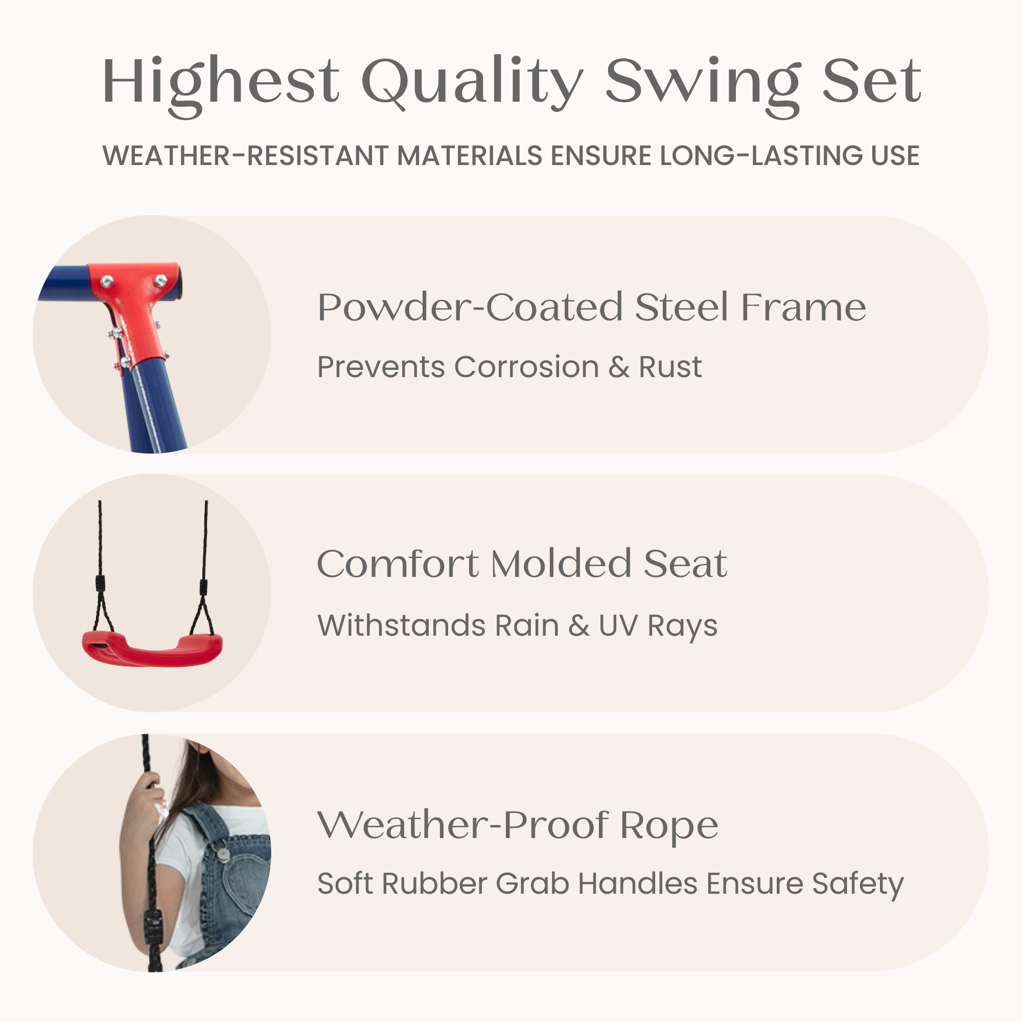 FunZone Outdoor Metal 2-Piece Swing Set - Includes 1 Swing and 1